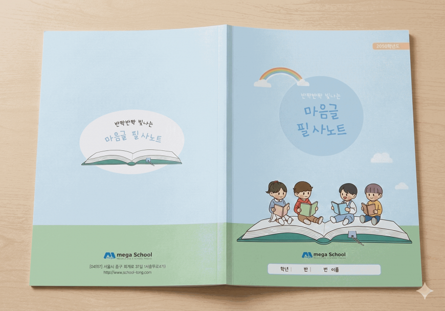 명문필사노트 표지 정면 펼침